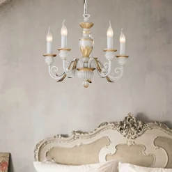 Firenze sp5 ideal lux lampadario stanza da letto classica 5 luci bianco antico oro