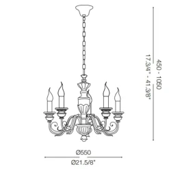 Firenze sp5 ideal lux lampadario stanza da letto classica 5 luci bianco antico oro