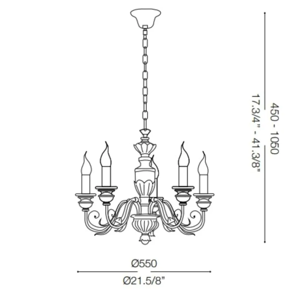 Firenze sp5 ideal lux lampadario stanza da letto classica 5 luci bianco antico oro