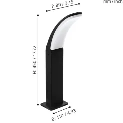 Fiumicino eglo lampioncino da giardino nero moderno led 11w 3000k
