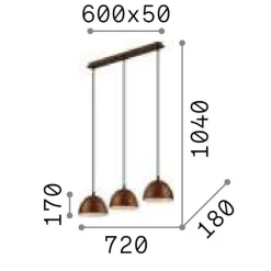 Folk sp3 ideal lux lampadario a tre luci per cucina coffee