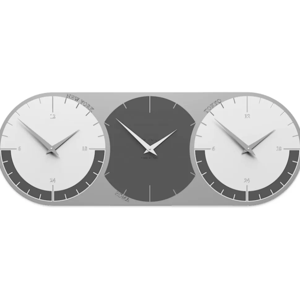 Fusi orari orologio da muro moderno grigio quarzo e bianco