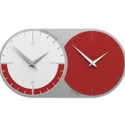 Fusi orari 2 orologio da parete moderno rubino bianco grigio