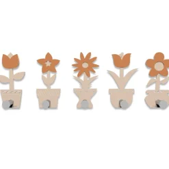 Ganci appendiabiti moderno da parete piantine miste legno colore sabbia rosata