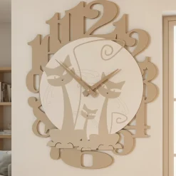 Gatti orologio moderno da parete legno colore tortora