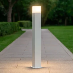 Gea luce adipi lampione da giardino moderno quadrato bianco
