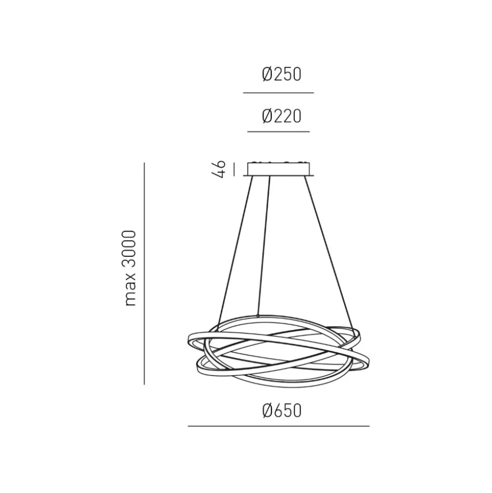 Gea luce atia lampadario cucina led 80w 3000k nero moderno