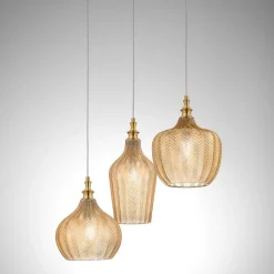 Gea luce cleofe lampadario cucina in vetro 3 luci