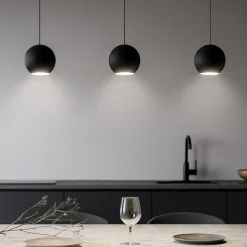 Gea luce lampadario per cucina guya nero 3 lampade sfere led 24w 3000k