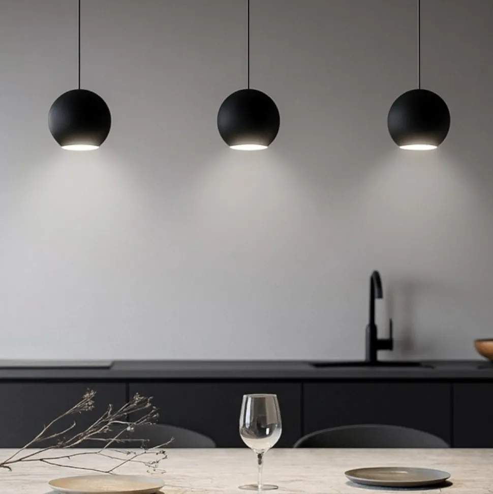 Gea luce lampadario per cucina guya nero 3 lampade sfere led 24w 3000k