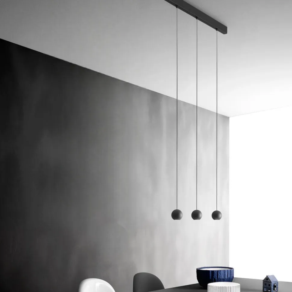Gea luce lampadario per cucina guya nero 3 lampade sfere led 24w 3000k