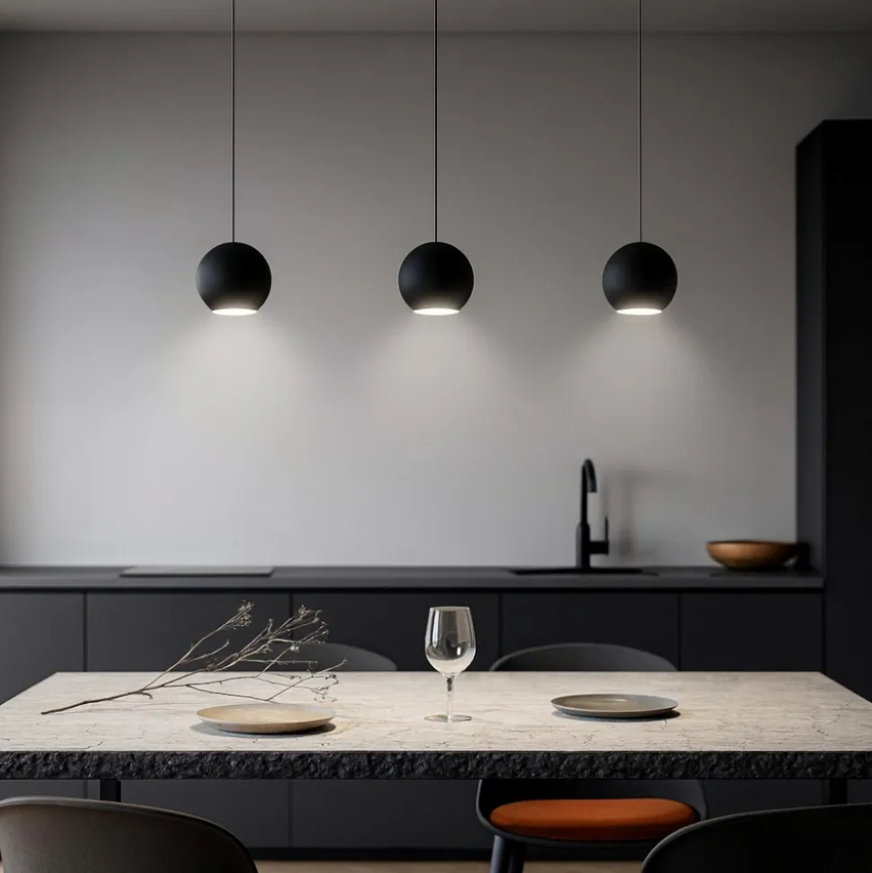 Gea luce lampadario per cucina guya nero 3 lampade sfere led 24w 3000k