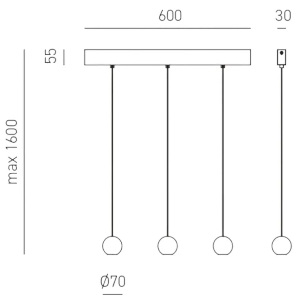 Gea luce lampadario per cucina guya nero 3 lampade sfere led 24w 3000k