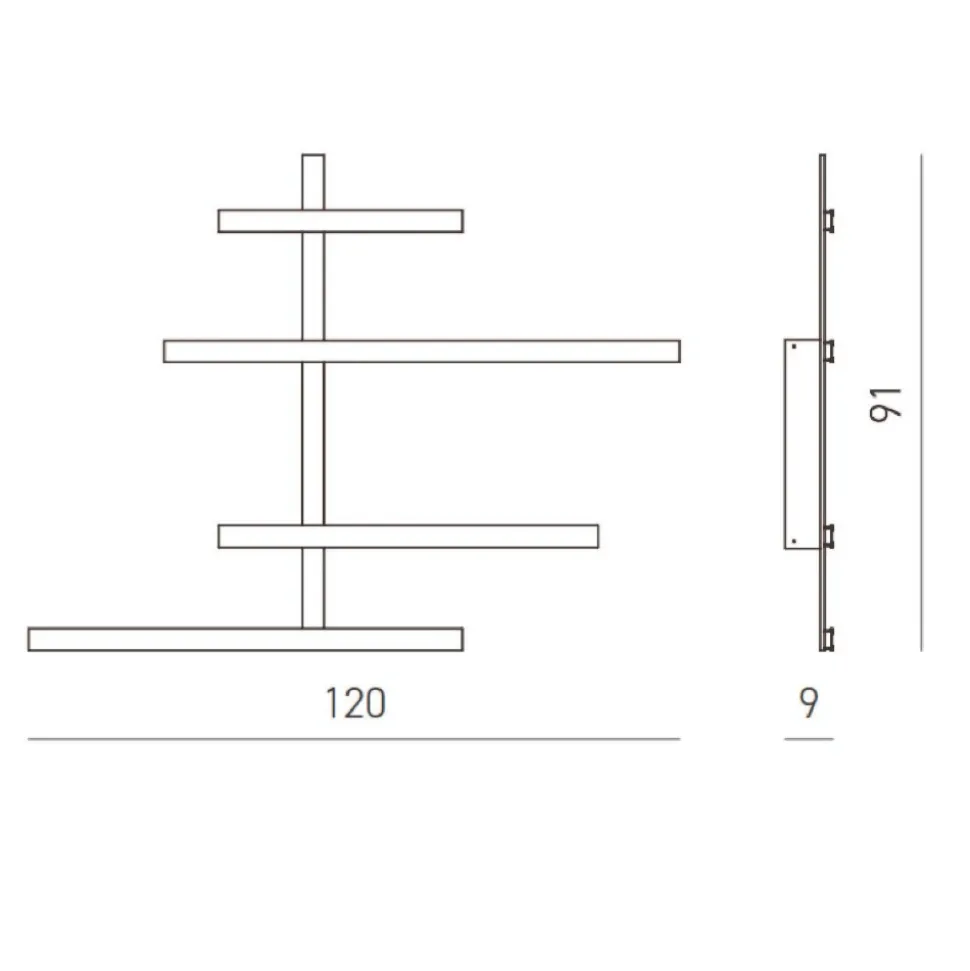 Gea luce rake applique da parete led 70w 3000k grigio