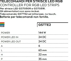 Gea luce telecomando infrarossi no touch per strisce led rgb