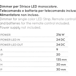 Gea luce telecomando onde radio touch per strisce led monocolore