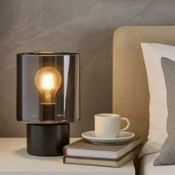 Gorosiba eglo abat-jour da comodino nera design minimal in vetro