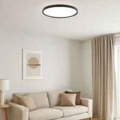 Grande plafoniera rotonda nera da soggiorno led 55w 3000k 4000k atena vivida