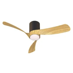 Grande ventilatore da soffitto ambienti 20mq nero e legno led cct con telecomando