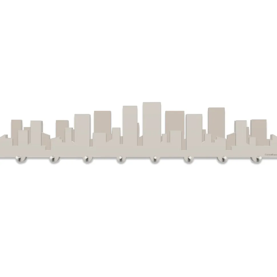 Grande appendichiavi da parete skyline moderno legno tortora