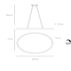 Grande lampadario ovale nero led 80w 3000k 4000k vivida lifering-o