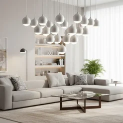 Grande lampadario per salotto a cascata led 62w 3000k bianco vivida shallow