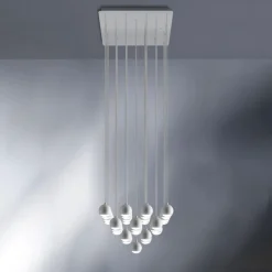 Grande lampadario per salotto a cascata led 62w 3000k bianco vivida shallow