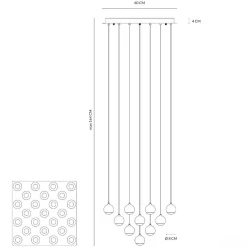 Grande lampadario per salotto a cascata led 62w 3000k bianco vivida shallow