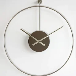 Grande orologio a parete design minimalista effetto specchio bronzo