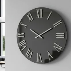 Grande orologio a parete moderno 100cm effetto specchio fume'