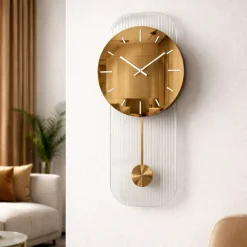 Grande orologio a pendolo 60x100 specchio bronzo design moderno