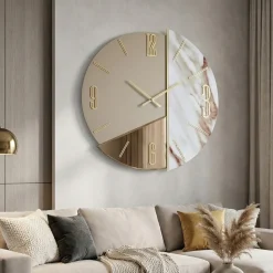 Grande orologio 80cm da parete rotondo moderno resina-legno-vetro