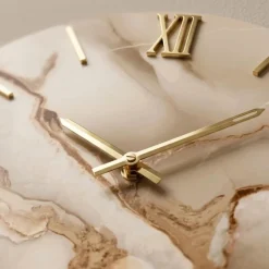 Grande orologio 80cm effetto marmo rotondo numeri romani dettagli foglia oro
