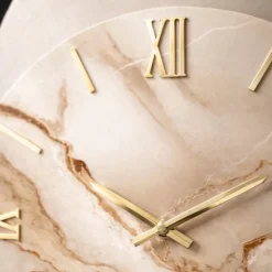 Grande orologio 80cm effetto marmo rotondo numeri romani dettagli foglia oro