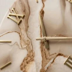 Grande orologio 80cm effetto marmo rotondo numeri romani dettagli foglia oro