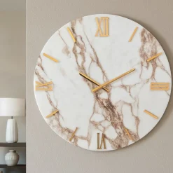 Grande orologio 80cm marmy per parete tondo moderno dettagli in oro