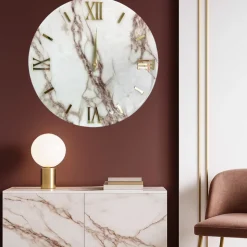 Grande orologio 80cm marmy per parete tondo moderno dettagli in oro
