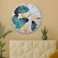 Grande orologio 80cm particolare da parete floreal verde oro