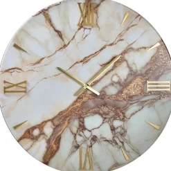 Grande orologio 80cm tondo da parete effetto marmo marrone