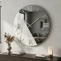 Grande orologio da muro 100cm rotondo specchio fume marmo laminato