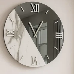 Grande orologio da muro 100cm rotondo specchio fume marmo laminato