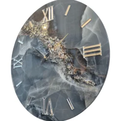 Grande orologio da parete 100cm blu effetto marmo moderno
