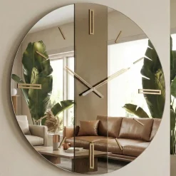 Grande orologio da parete 100cm di vetro specchio bronzo design