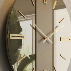 Grande orologio da parete 100cm di vetro specchio bronzo design