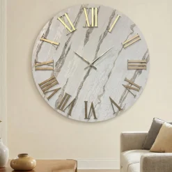 Grande orologio da parete 100cm rotondo con carta da parati oro