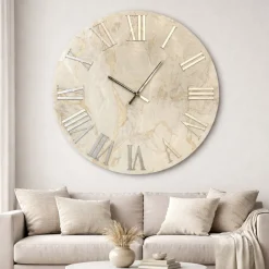 Grande orologio da parete 100cm rotondo carta da parati argento