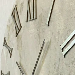 Grande orologio da parete 100cm rotondo carta da parati argento