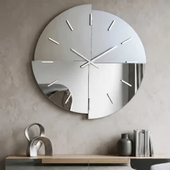 Grande orologio da parete 100 cm specchio fume lucido e satinato design moderno