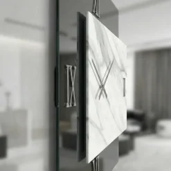 Grande orologio 97x80 specchio fume resina effetto marmo per salone