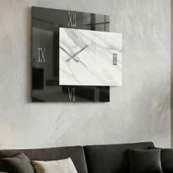 Grande orologio 97x80 specchio fume resina effetto marmo per salone